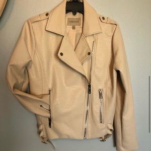Moonriver White Leather (faux) Jacket Biker Medium
